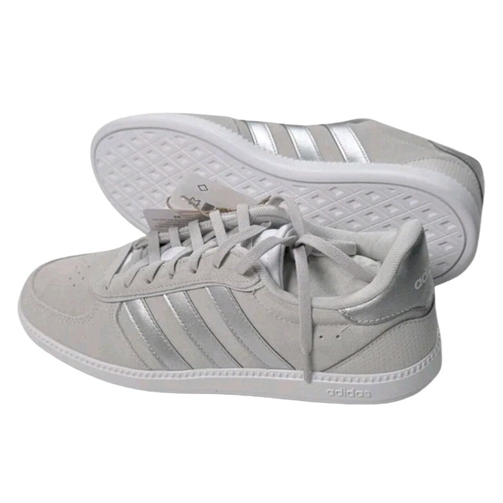 Adidas Breaknet Sleek Womens Grey Silver Metallic Suede Sneakers JQ8267 Size 8.5